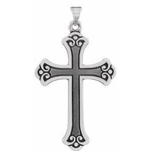 14K White Cross Pendant